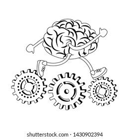 Brain Running Shoes On Gears Cartoons Stock Vector (Royalty Free ...