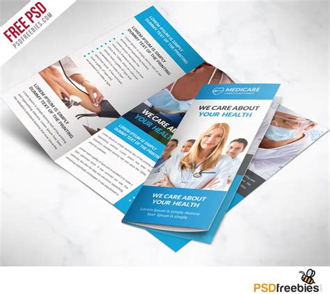 Medical care and Hospital Trifold Brochure Template Free PSD ...