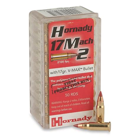 Hornady, .17 Mach 2, Polymer-tipped V-Max HM2, 17 Grain, 500 Rounds ...