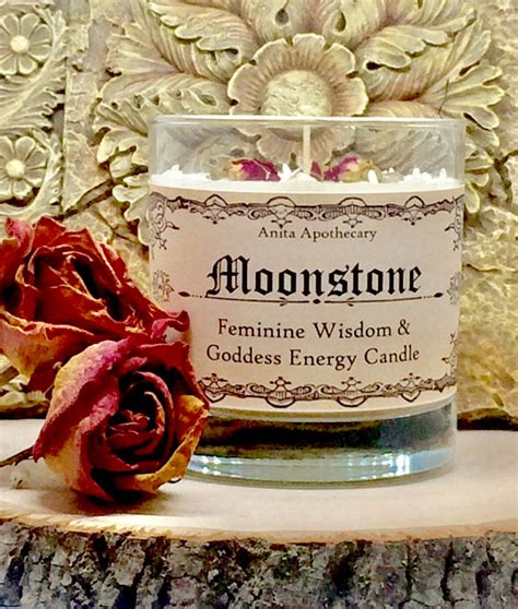 Moonstone Ritual Candle Crystal grid goddess magick pagan | Etsy