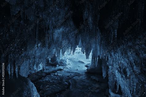 ice cave winter frozen nature background landscape Stock Photo | Adobe ...