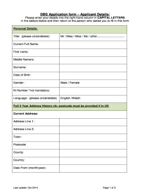 Fillable Online new middevon gov DBS Application form Fax Email Print ...