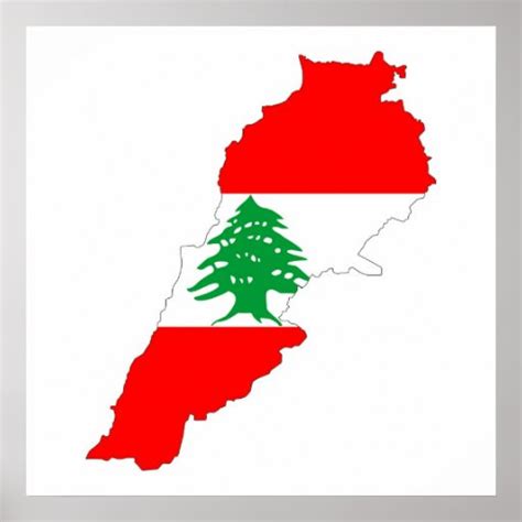 lebanon country flag map shape symbol poster | Zazzle