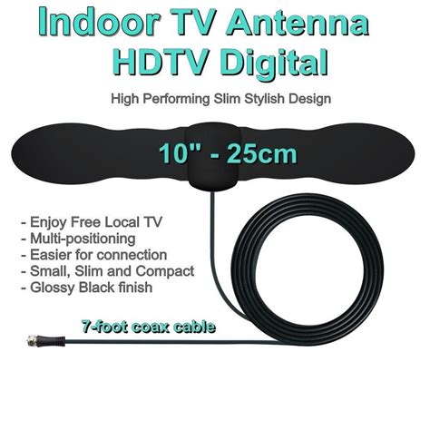 25 Miles Range -Compact Small Stylish Indoor HD TV Antenna- Enjoy Free ...