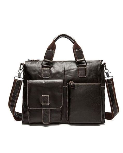 Black leather tote Laptop bag - Nuria Store