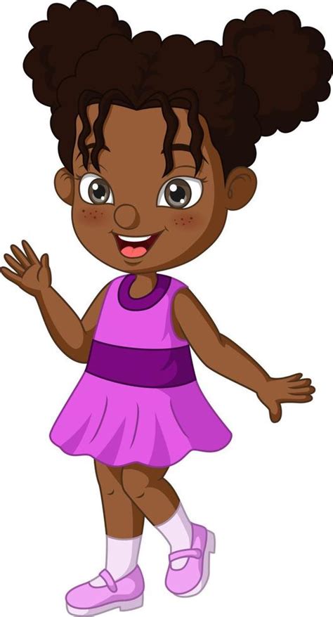 Cute african american girl waving hand 5112567 Vector Art at Vecteezy