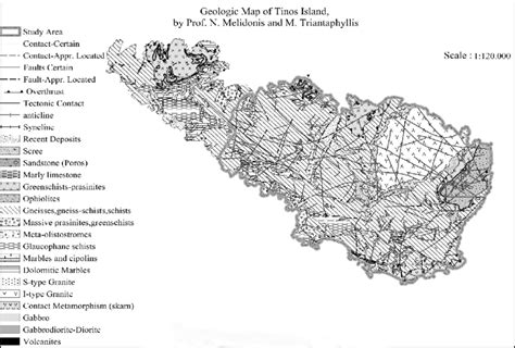 Geological map of Tinos Island. | Download Scientific Diagram