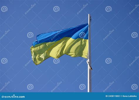 Ukraine flag waving stock photo. Image of power, fluttering - 243811802