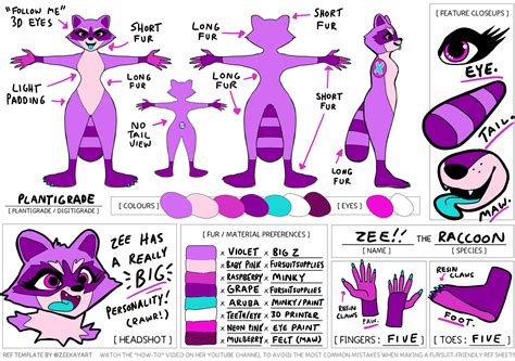 fursuit fursona reference ref sheet base template free download ...