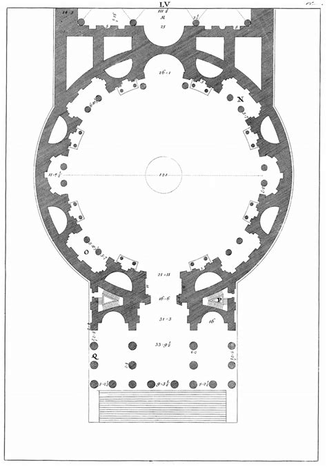 Andrea Palladio. Pantheon, Floor Plan. 1719. Book IV, Chapter XX, Plate ...