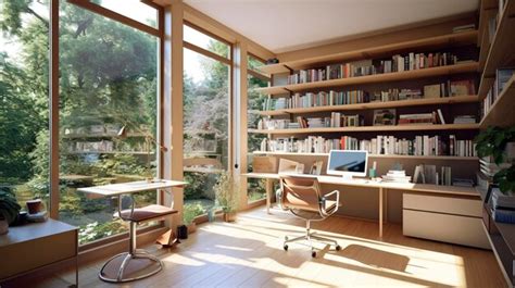 Premium AI Image | A Photo of Contemporary Home Office Space with ...