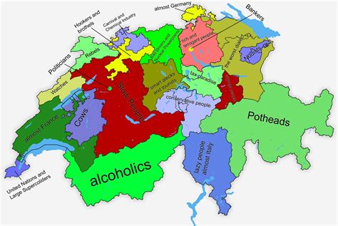 Switzerland canton map - Map of switzerland canton (Western Europe ...