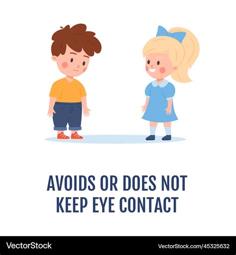 Child with autism avoiding eye contact flat Vector Image