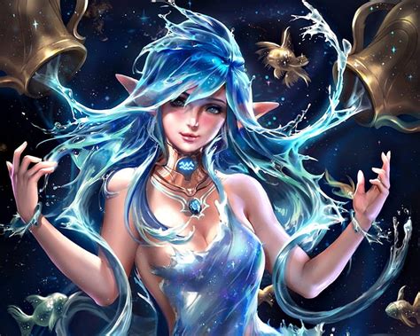 Zodiac ~ Aquarius, art, luminos, fish, zodiac, sakimichan, aquarius ...