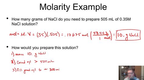 Chem 1 Unit 11 Part 2 Molarity - YouTube