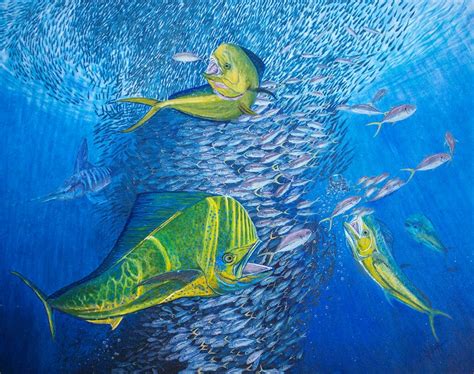 Mahi mahi fish oil painting original 30x24in | Etsy