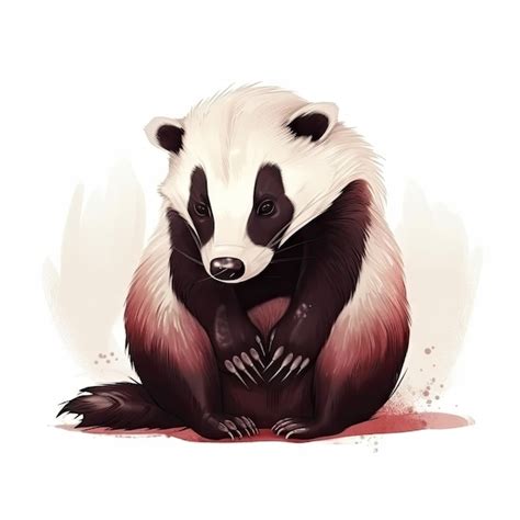 Premium AI Image | Minimalist Cute Badger Digital Drawing on White ...