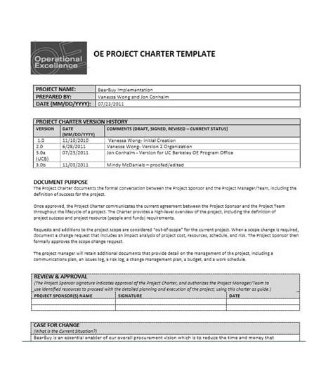 Sample Project Charter Example Pdf | Classles Democracy