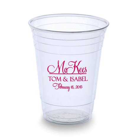 500 Personalized 16oz Disposable Plastic Cups Wedding by Factory21