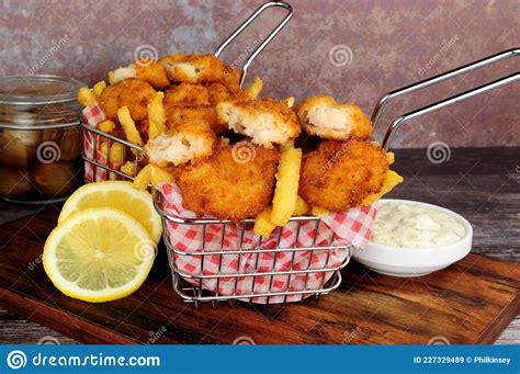 Scampi and French Fries Meal Stock Image - Image of serving, coated ...