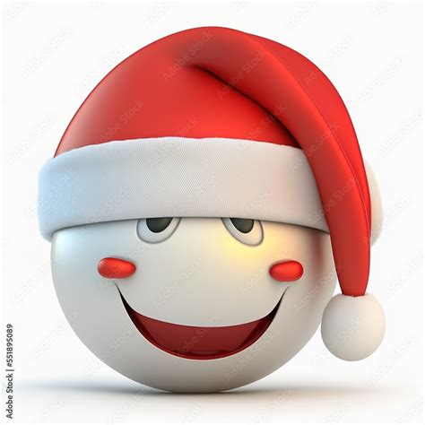 Christmas Emoji Wearing a Santa hat, Generative AI Digital Illustration ...