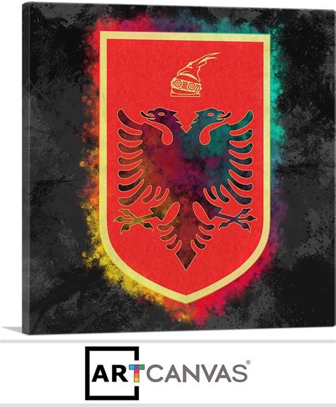 Albanian Coat of Arms with Colorful Glow | Canvas art, Art, Canvas art ...