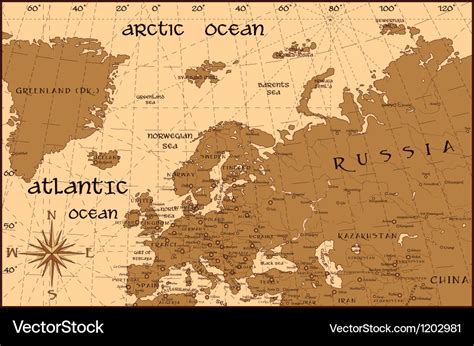 Vintage europe map Royalty Free Vector Image - VectorStock