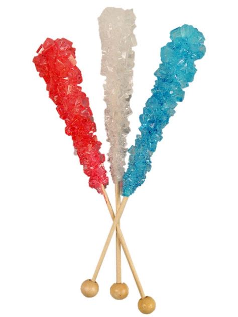 Red White and Blue Rock Candy Sticks Wrapped 12 Piece