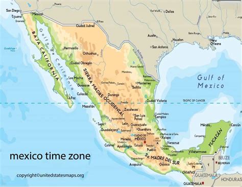 Mexico Time Zone Map | Printable Map of Mexico Time Zones