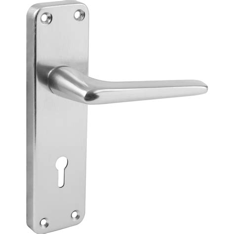 Aluminium Door Handles Lock Satin 154 x 41mm | Toolstation