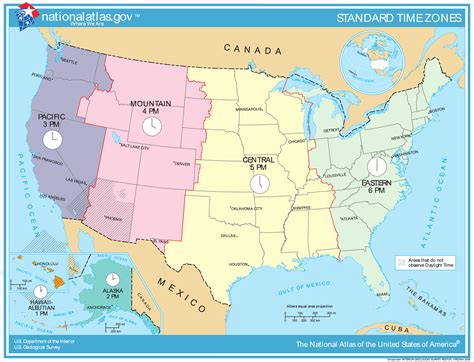 Map of time zones of the United States. The United States timezones map ...