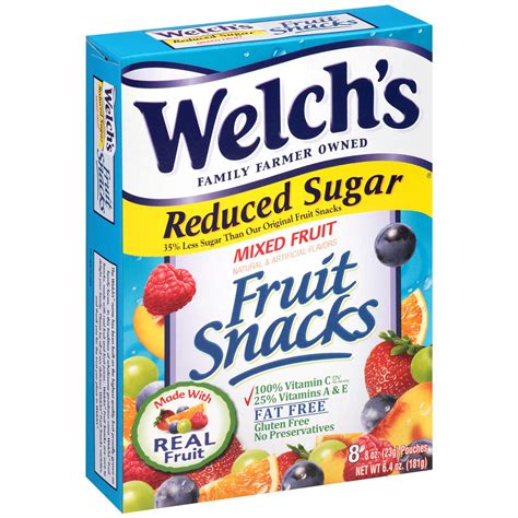 Welchs Reduced Sugar Mixed Fruit Snacks 8 Pouches (2 Pack - 16 Pouches ...