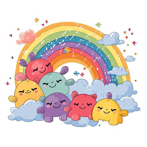 Beautiful rainbow and cartoon collection. Cute rainbows with cartoon ...