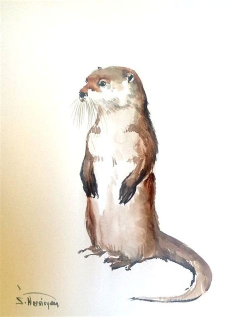 River Otter Painting Original Watercolor Painting 12 X 9 In | Etsy ...