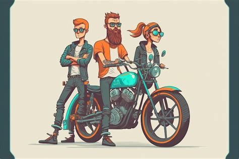 Premium Photo | Biker gang flat illustration