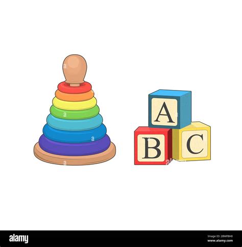 Building ABC block. Cartoon vector illustration. Baby toy pyramid ...