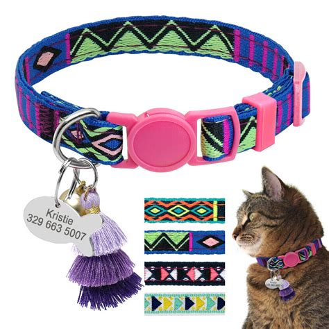 Nylon Personalized Cat Collar with Bell Kitten ID Tag Kitty Name ...