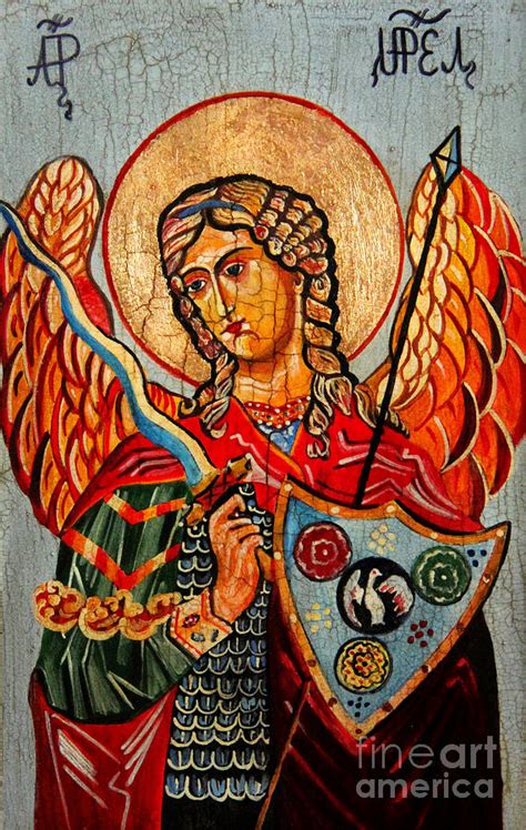 Archangel Uriel Painting by Ryszard Sleczka