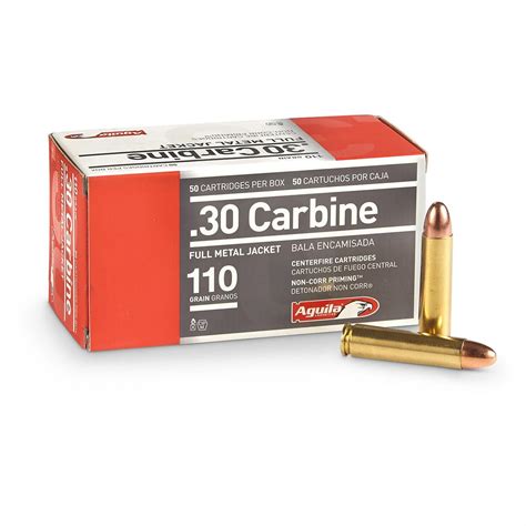 Aguila, .30 Carbine, FMJ, 110 Grain, 50 Rounds - 649078, .30 M1 Carbine ...