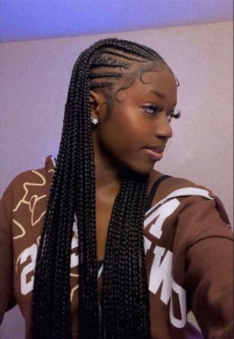 black girl baddie stitch braids w/ dramatic edges Cute Box Braids ...