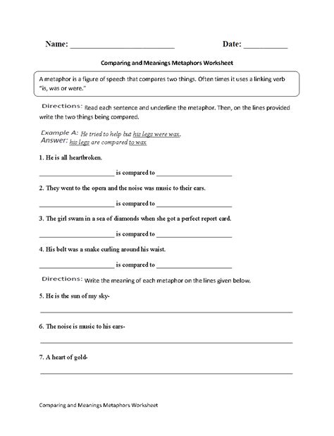 Englishlinx.com | Metaphors Worksheets