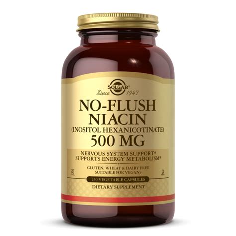 No-Flush Niacin 500 mg Vegetable Capsules (Vitamin B3) (Inositol ...