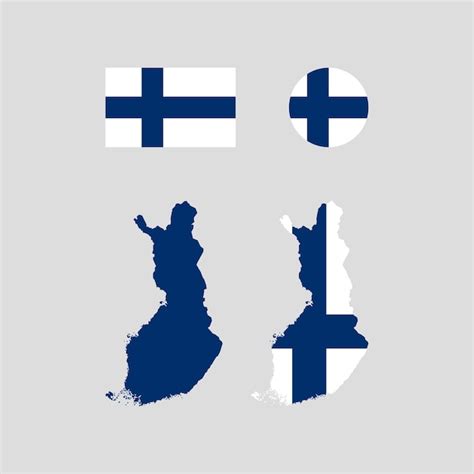 Premium Vector | Finland national flag and map set....