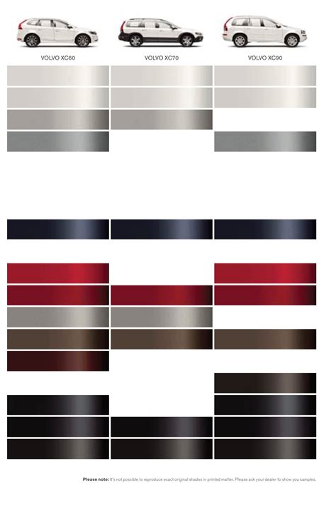 Volvo Paint Color Chart