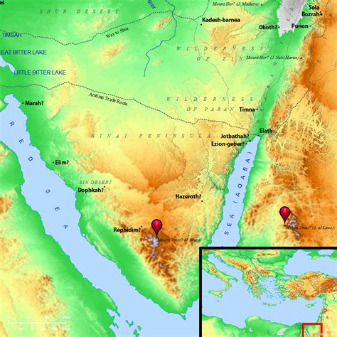 Bible Map: Horeb (Mount Sinai)