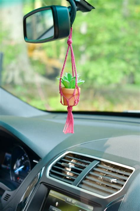 Electronics & Accessories Car rear view mirror plant Macrame Mini plant ...