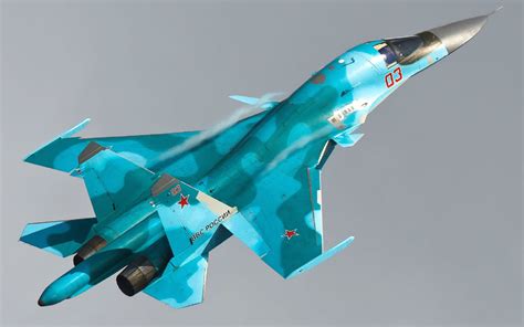 Stunning HD Wallpaper of the Sukhoi Su-34 Bomber in Flight