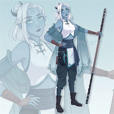 [Comm] [Art] Illmari the air genasi monk - character design commission ...