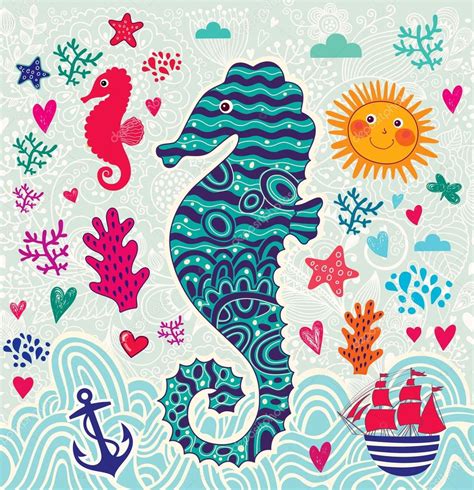 Funny seahorse — Stock Vector © Molesko #26604327