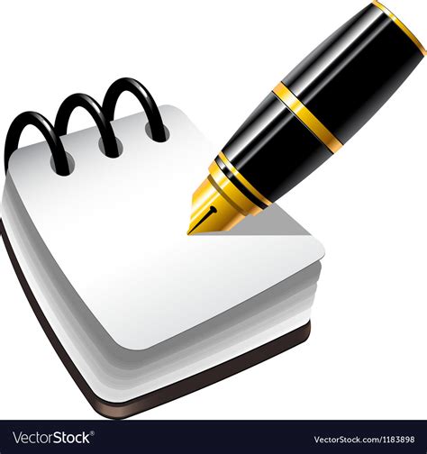 Pen and a notepad Royalty Free Vector Image - VectorStock